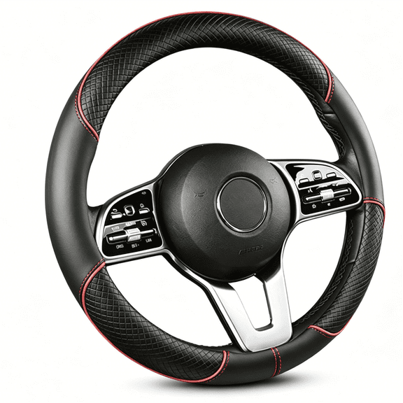 XUKEY 15'' Car Steering Wheel Cover PU leather Breathable Anti-slip Black