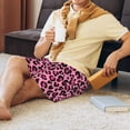 thumbnail image 4 of Mens Pajama Shorts, pink cute Leopard print Sleep Shorts Men Pajama Bottoms Lounge PJ Shorts with Pockets, 4 of 6