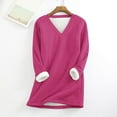 thumbnail image 2 of IROINNID Deals Women's Fall Tops Long Sleeve Winter Warm Loose Fit Pullover Thickened Lamb Wool Casual Tops for Women,Hot Pink, 2 of 4