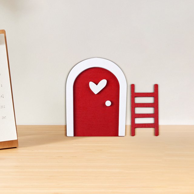 Set de arte de puerta en miniatura | Accesorios decorativos para jardín con cara de árbol | Escalera de Casa de Muñecas | Exquisito adorno de mini puerta | Material de precisión duradero | 1 puerta