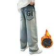 thumbnail image 5 of CAICJ98 Boys Baggy Jeans Thermal Fleece Lined Jeans Kids Elastic Waist Straight Leg Winter Denim Pants with Pockets Jeans for Boys (Blue,5-6 Years), 5 of 5
