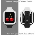 thumbnail image 2 of Compatible con Apple Watch Band con estuche de 42/44/45 mm, lindas y delgadas bandas de repuesto deportivas suaves de colores mezclados con cubierta protectora de parachoques para iWatch Series SE 6 5 4 3 2 1 ER, 2 of 6