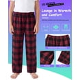 thumbnail image 6 of Pogiun Boys Pajama Pants Soft Micro Fleece PJ Bottoms for Kids Printed Plaid Design Boy's Sleepwear Black/Red 14-16y, 6 of 6