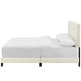 thumbnail image 4 of Modern Contemporary Urban Design Bedroom Queen Size Platform Bed Frame, Velvet Fabric, Ivory White, 4 of 5