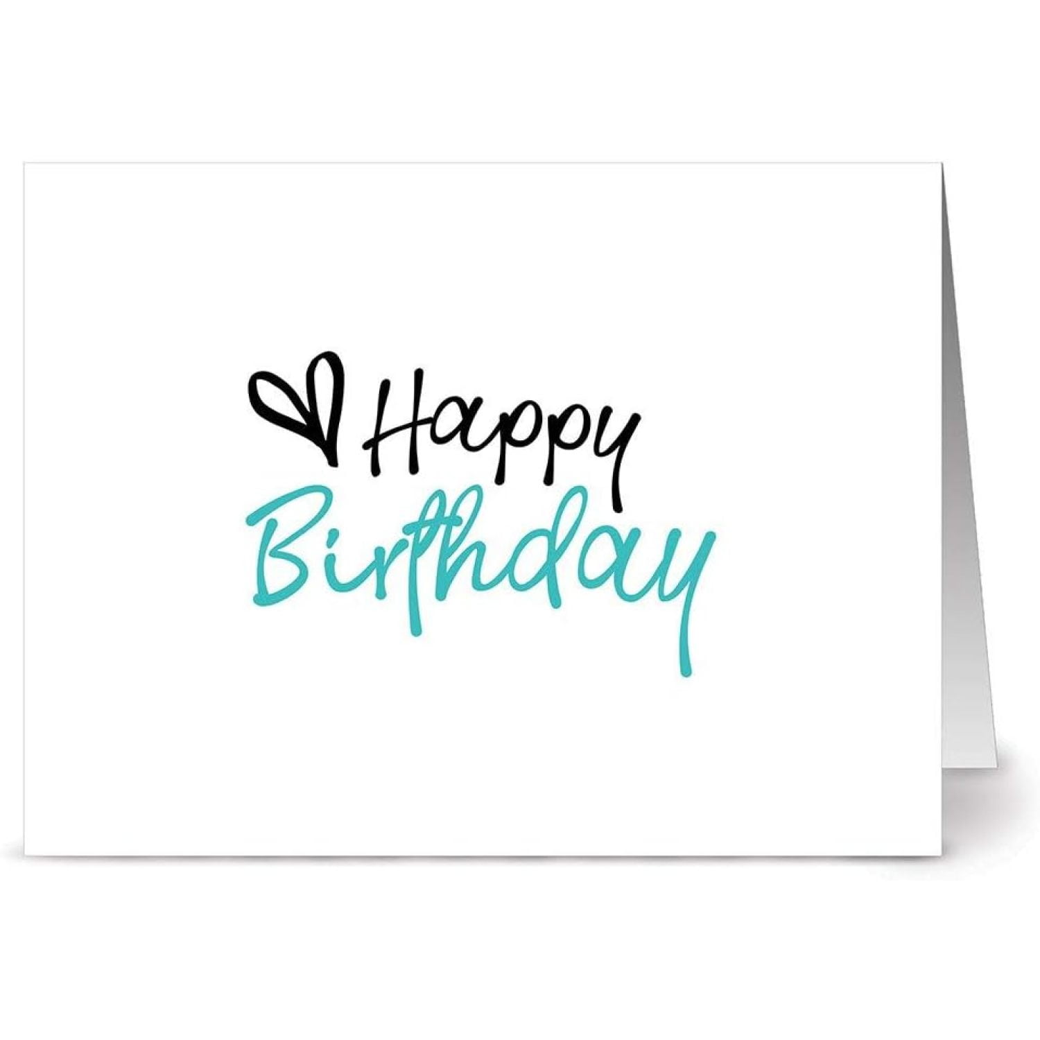 Happy Birthday Cards Bulk 24 Pack Happy Birthday in Handwriting Designs Aqua ENVELOPES