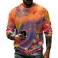 thumbnail image 3 of Dwelliawo Men Rustic Maple Leaf All Over Print Crew Neck Sweatshirt Long Sleeve Pullover Skin Friendly Relax Fit Casual Top For Weekend Hike Daily Wear Multicolor 4xL, 3 of 4