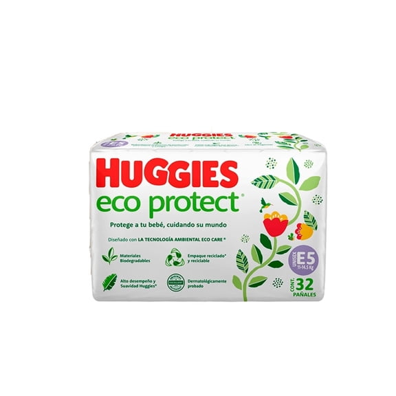 Pañales Huggies Ecoprotect etapa 5 con 32 piezas
