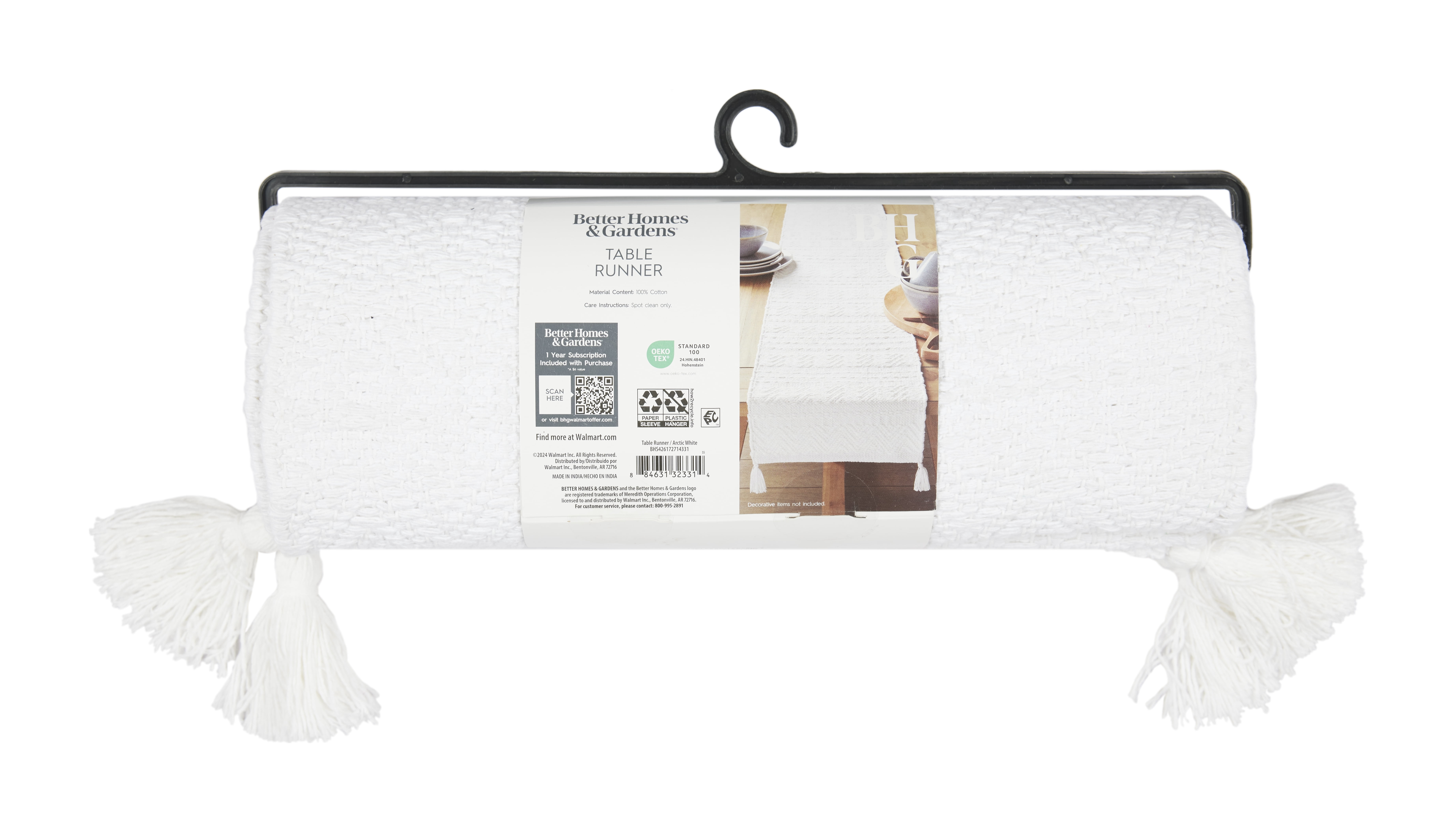 Better Homes & Gardens CHUNKY WH RNR - 14 x 90 - White - 100% Cotton