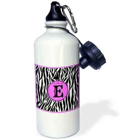 

3dRose Monogram with E initial Zebra print Hot Pink Sports Water Bottle 21oz