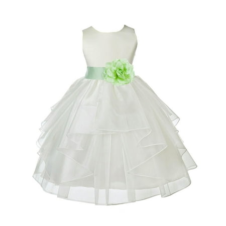 

Ekidsbridal Formal Satin Shimmering Organza Ivory Flower Girl Dress Bridesmaid Wedding Pageant Toddler Recital Easter Communion Graduation Reception Ceremony Birthday Baptism Occasions 4613t