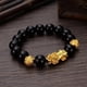 thumbnail image 3 of HomeKingdee 1PC Unisex Black Stone Bead Bracelet with Metal Stitching - Fashion Casual Accessory for Daily Wear, Party, Beach, 3 of 4