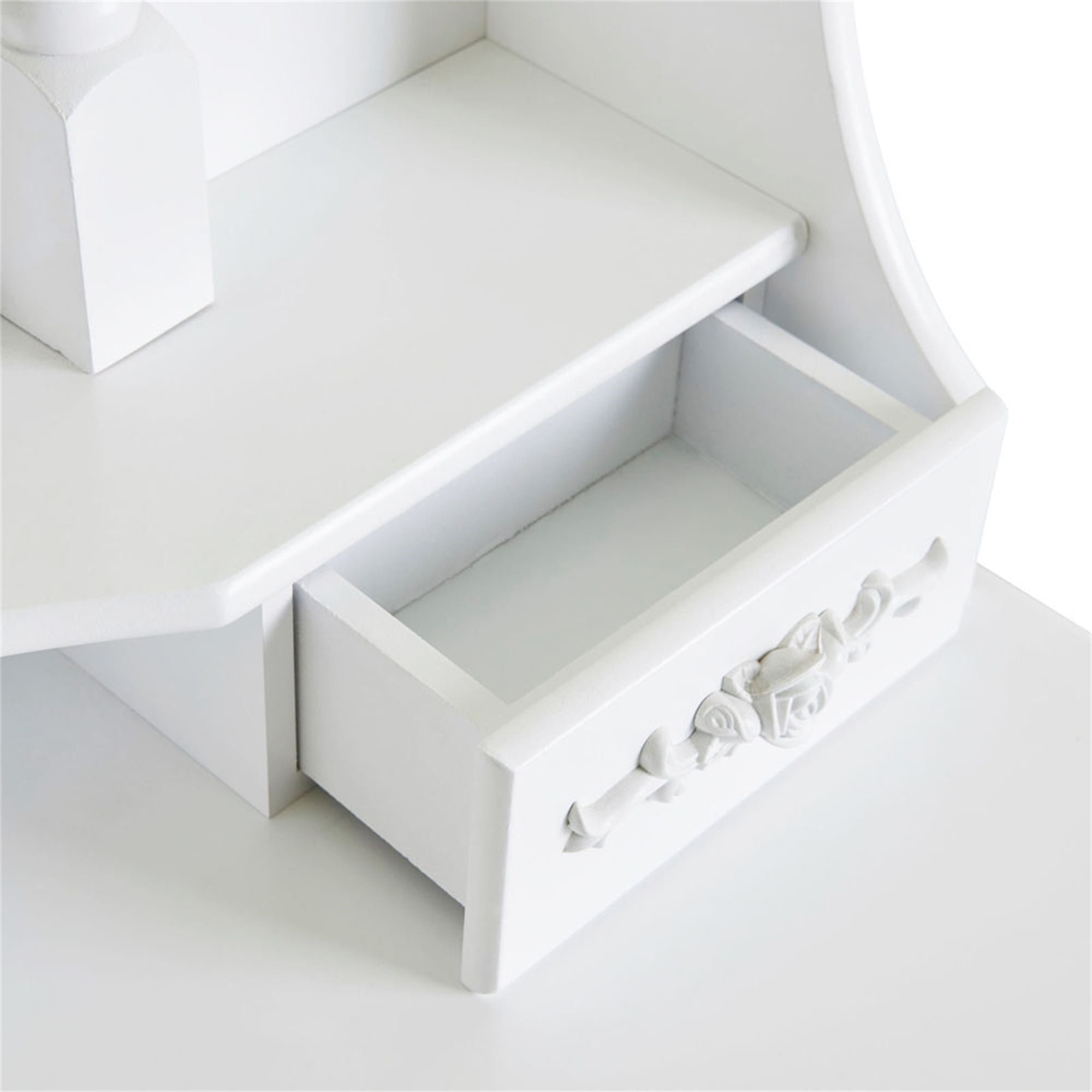 Lowestbest LED Dresser Vanity Table, Dresser Desk with Single Mirror 4 Drawer Dresser Vanity Table for Girl Women Lowestbest LED Dresser Vanity Table, Dresser Desk with Single Mirror 4 Drawer Dresser Vanity Table for Girl Women