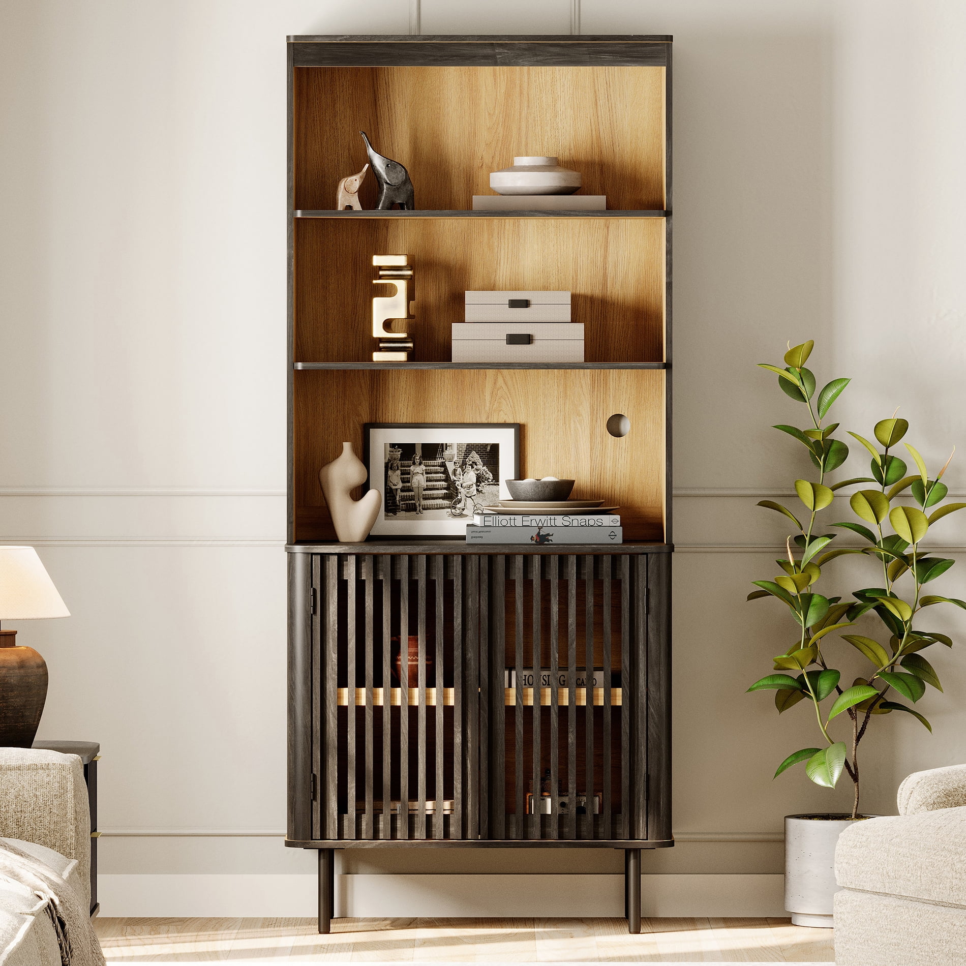 72.8" H X 31.5" W Kitchen Pantry Storage Cabinet, Push-to-open Door Kitchen Hutch With Adjustable Shelf, Black