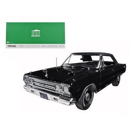 1967 Plymouth Fury Convertible - 1967 Plymouth Belvedere GTX Convertible Black 1/18 Diecast Model Car by Greenlight
