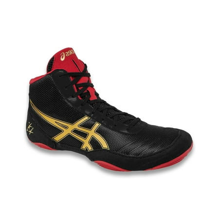 asics men's jb elite v2.0 wrestling shoe, black/olympic gold/red, 13 m