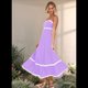 thumbnail image 5 of Vestido Fluido de Verano 2025 para Mujer, Informal, Sin Mangas, con Tirantes Finos y Volantes, para Playa, Color Taro S, 5 of 6