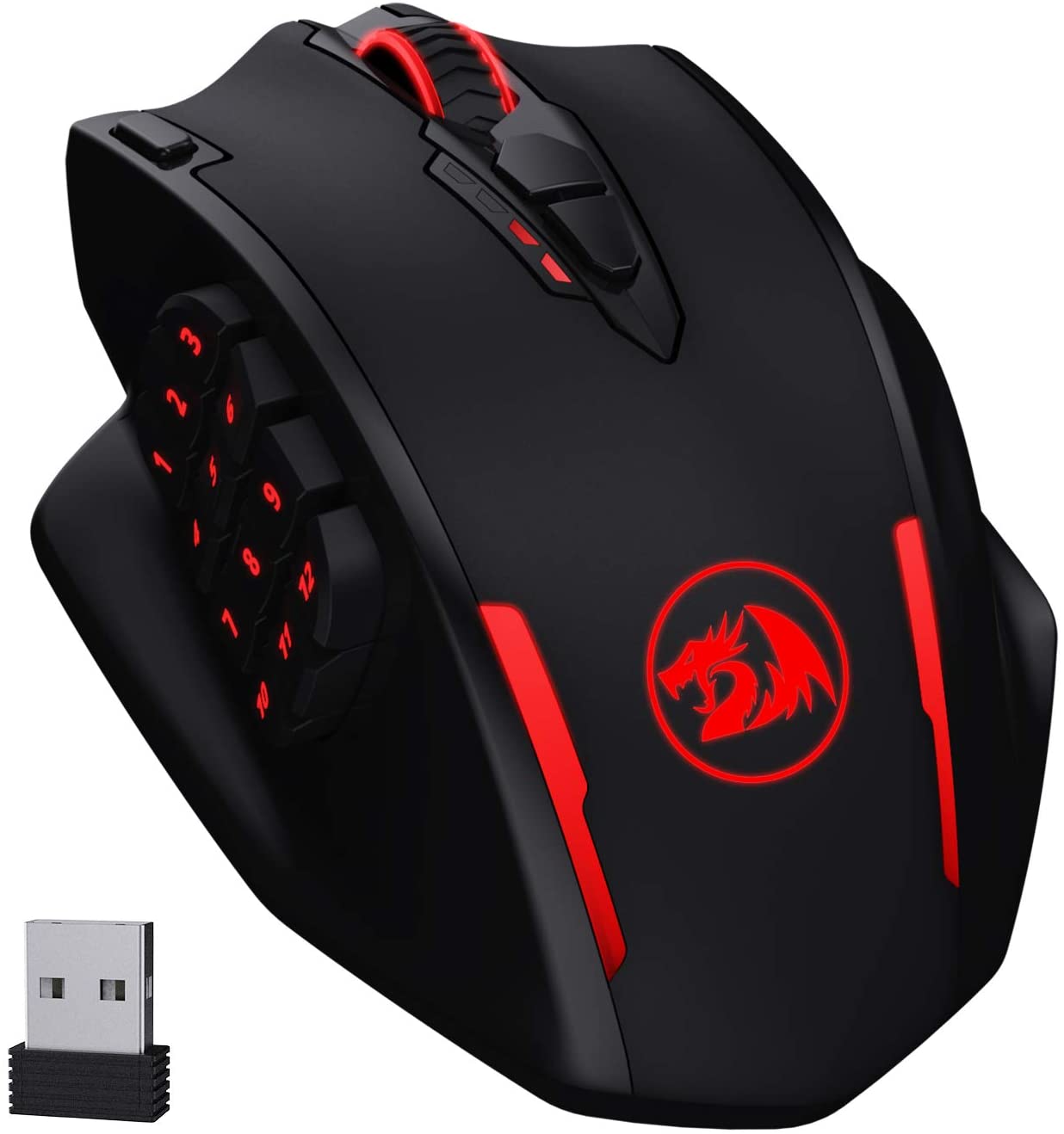 Redragon Impact Elite M913 RGB USB 2.4G Wireless Gaming Mouse 16000 DPI 16 Buttons Programmable Ergonomic Mouse PC for Gamers