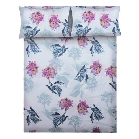 Renauraa 144 Thread Count 100% Cotton Percale Floral Queen Bed Sheet ...