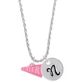 thumbnail image 1 of Delight Jewelry Acrylic 3/4" Hot Pink Cheer Megaphone Silvertone Script Initial Disc - N - Charm Necklace, 20"+3", 1 of 4