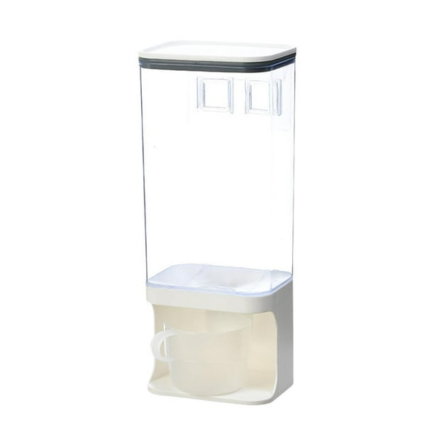 Contenedor de cereales para granos, dispensador de alimentos secos, organizador de cocina, montado en la pared 1500 ml