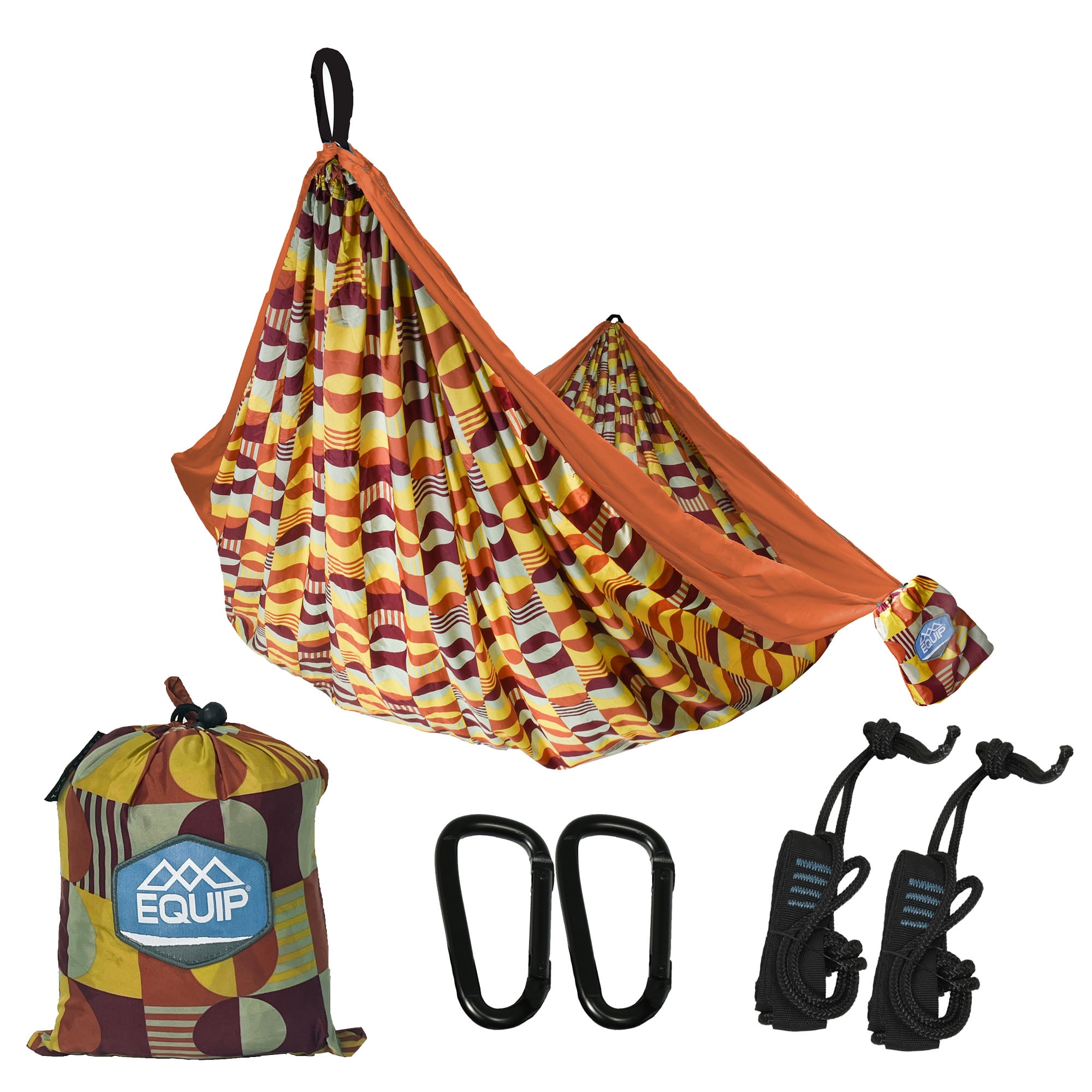 (2 pack) Equip Premium Nylon Camping Travel Hammock, 2 Person, Groovy Moons