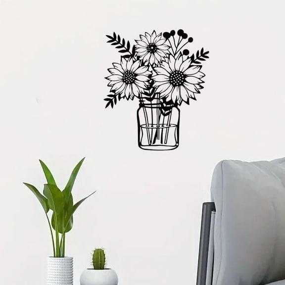 HELLOYOUNG 11.8 inch Sunflower Iron Art hook Metal Art Prints Classic Pattern Wall Hanging for Dining Room/Bathroom Hide defects Romantic and warm