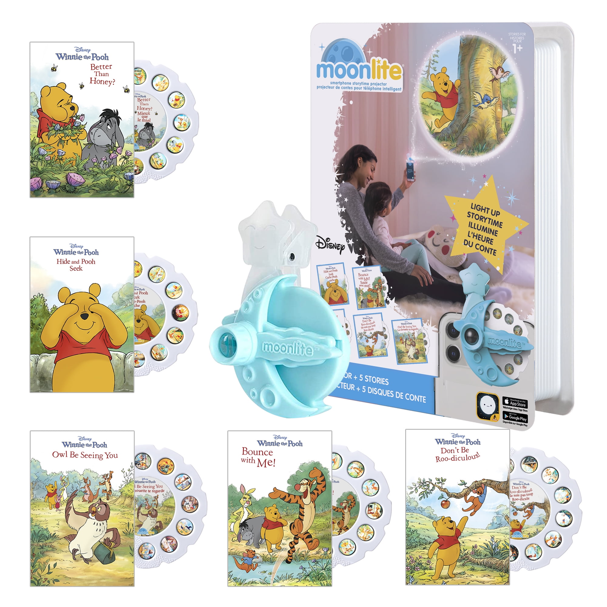 Moonlite Storytime Projector with 5 Winnie the Pooh Stories for Kids, Interactive Reading Toy