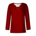 thumbnail image 3 of Giftesty Womens Shirts Plus Size Women's Solid Color V-Neck Long Sleeve Pleated Top, 3 of 3