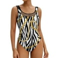 thumbnail image 2 of Gold Chains Swimsuit Zebra Striped Swimwear One Piece Surfing Graphic Swimsuits High Cut Monokini Female Push Up Sexy Beach Wear, 2 of 7