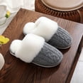 thumbnail image 5 of Women's Knit Cable Fuzzy Slippers Winter Warm Comfy Plush Lined Bedroom House Slides Shoes for Indoor and Outdoor, 5 of 9