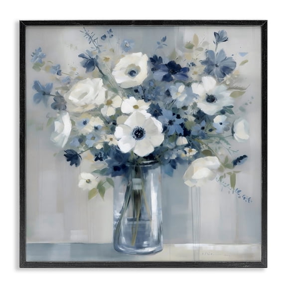 Stupell Industries Shabby Chic Peaceful Blues Bouquet Black Framed Giclee Art, 12 x 12, by Creative Studio
