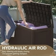 thumbnail image 3 of ZOPan 95 Gallon Deck Box Large Resin Outdoor Storage Box, Waterproof and UV Resistant Lockable for Outdoor and Patio, Large Storage Cabinet for Patio Furniture, Garden Tools and Pool Supplies, Brown, 3 of 7