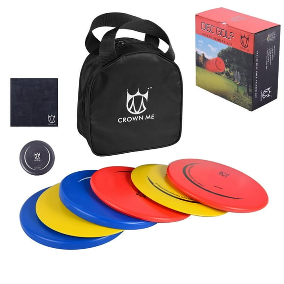 CROWN ME Disc Golf Set with 6 Discs and Starter Disc Golf Bag - Fairway Driver, Mid-Range, Putter Disc