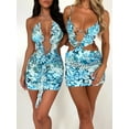 thumbnail image 2 of PENGXIANG Halter Mini Dress for Women Ruffled V Neck Sleeveless Backless Cut Out Bodycon Short Dress Y2K Party Clubwear, 2 of 4