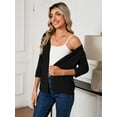 thumbnail image 3 of HOWCOME Women's 3/4 Sleeve Cardigan Sweater Lightweight Button-Down Knitted Layers, Black 2XL, 3 of 7
