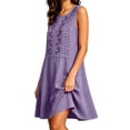 thumbnail image 5 of Summer Boho Dresses For Women 2026 Sleeveless Fashion Embroidered Casual Loose Round Neck Tank Dress Purple Beach Vacation Dress Sun Dresses With Pockets, 5 of 7