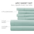 thumbnail image 2 of King, Aqua Solid Microfiber 6 Piece Bed Sheet Set, by Noble Linens, 2 of 11