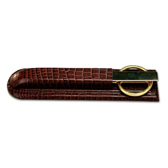 Dacasso Brown Crocodile Embossed Leather Library Set