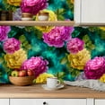 thumbnail image 5 of Peel and Stick Wallpaper Contact Paper Floral Teal Green Pink Textured Bedroom Nursery Decorations Roses Self Adhesive and Removable 23.6in x 118in, 5 of 8
