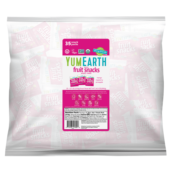 YumEarth Organic Fruit Snacks, Tropical, 35 Snack Packs, 0.7 oz (19.8 g) Each