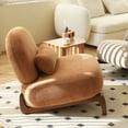thumbnail image 4 of S-HOME Velvet Accent Chair with Solid Wood Legs, Comfy Armless Design Ideal for Living Room and Cozy Bedroom Decor，Caramel, 4 of 15