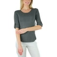 thumbnail image 7 of ToBeInStyle Women's Long Roll-Up Sleeve Ladder-Back Pocket Top - Charcoal - Small, 7 of 7