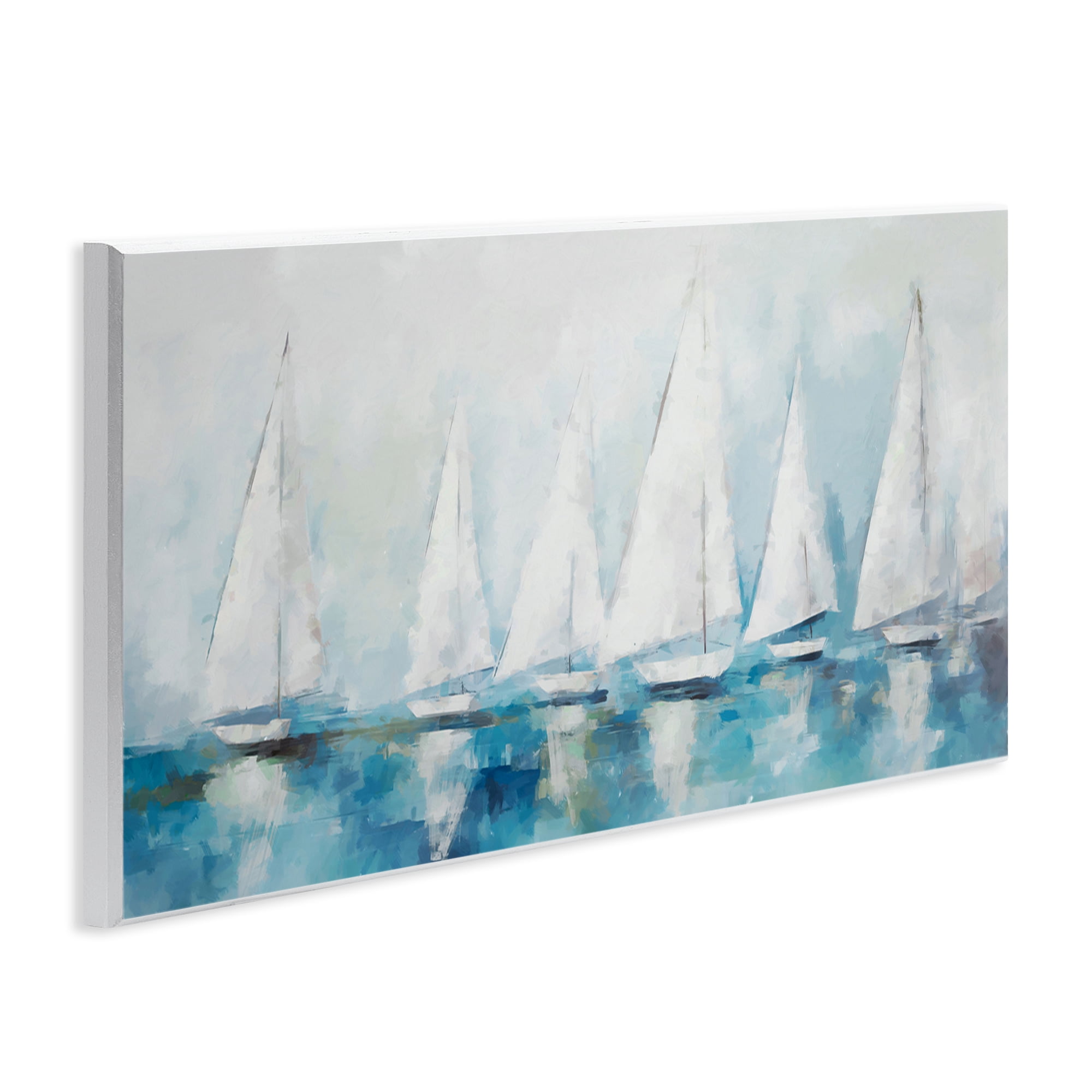 Stupell Industries Nautical Sailing Fleet Transportation Painting Unframed Art Print Wall Art, 17 x 7