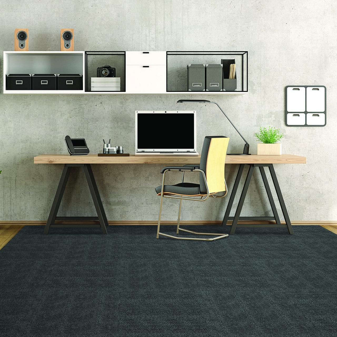 Foss Mocha 24" x 24" Waterproof Indoor Carpet Tile 60 sq. ft. Coverage Area for Concrete, 15 Pieces