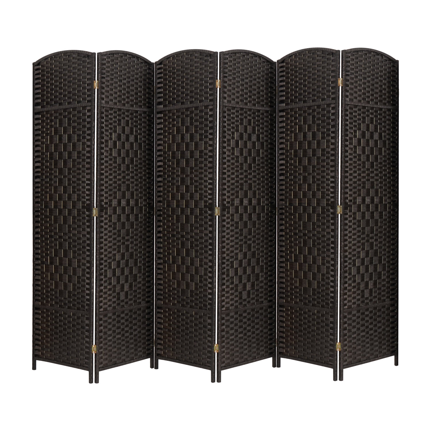 Buy 5.7ft Wood Fiber Woven Room Divider 6 Panels, Foldable Mobile Black