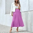 thumbnail image 5 of Women's Basic Simple High-Waisted Pleated Skirt Casual Solid Color Flowy Swing A-Line Skirt, 5 of 7