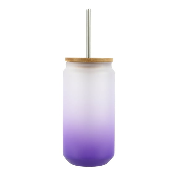 Purple Frosted Glass Sublimation Tumbler by Make Market – 18oz Drinkware with Bamboo Lid & Metal Straw - Designed for Custom Heat Transfer - Hand Wash Only - 12 Pack