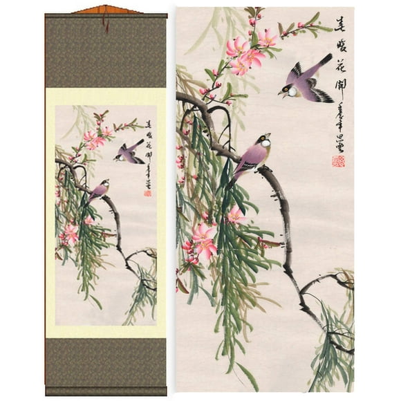 Grace Art Asian Wall Scroll, Birds 4