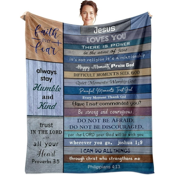 Christian Gifts for Men Women, Religious Gifts for Men Women, Spiritual Gifts for Christian Men, Bible Verse Gift for Men, Inspirational Encouragement Gifts for Men, Jesus Gifts Blanket