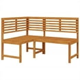 thumbnail image 2 of Pemberly Row Contemporary 55.1" Solid Acacia Wood Corner Bench in Brown, 2 of 8